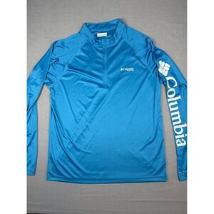 Columbia PFG Performance Mens Lg 1/4 Zip Pullover Long Sleeve Shirt Royal Blue